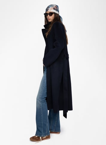 Manteau droit col tailleur en laine mélangée ZADIG&VOLTAIRE Bleu